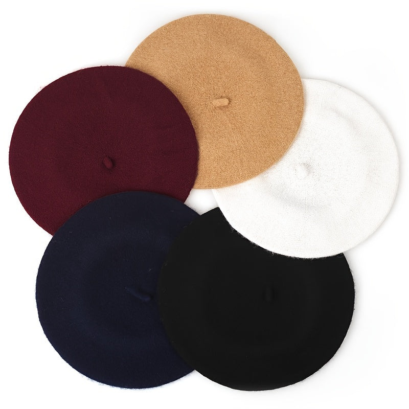 2-Pack Classic Beret Hats for Women,