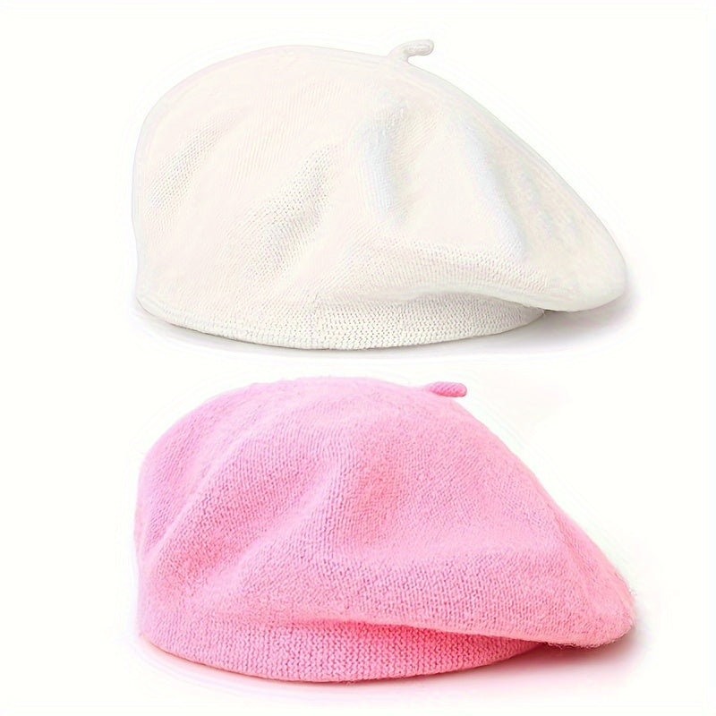 2-Pack Classic Beret Hats for Women,