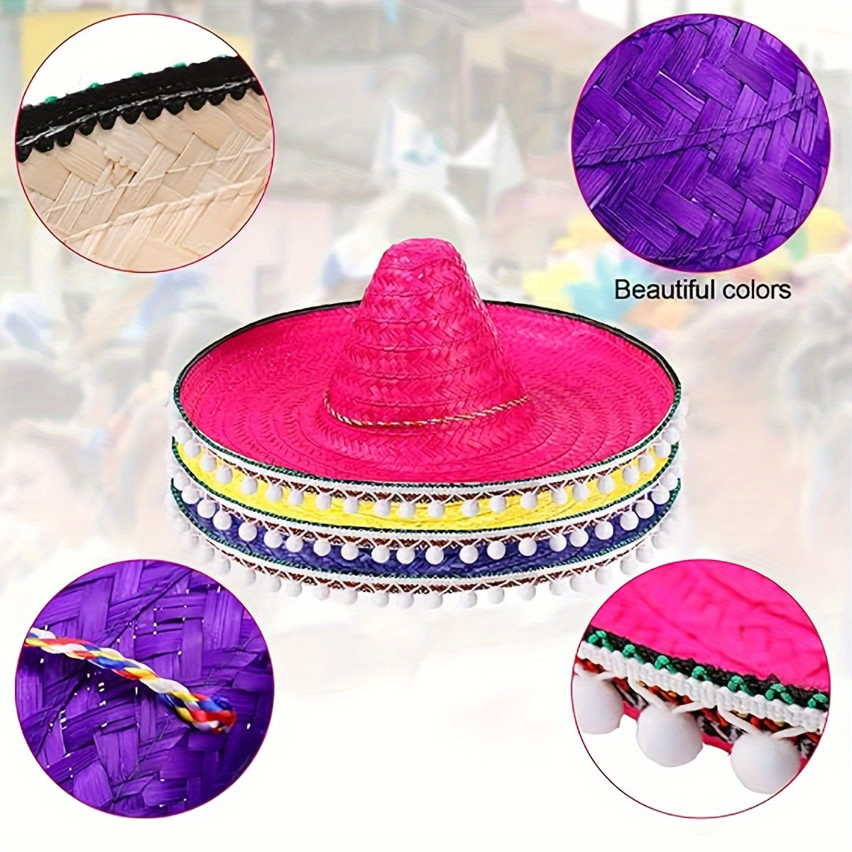 Sombrero, Colorful Cone Hat, For Women'S