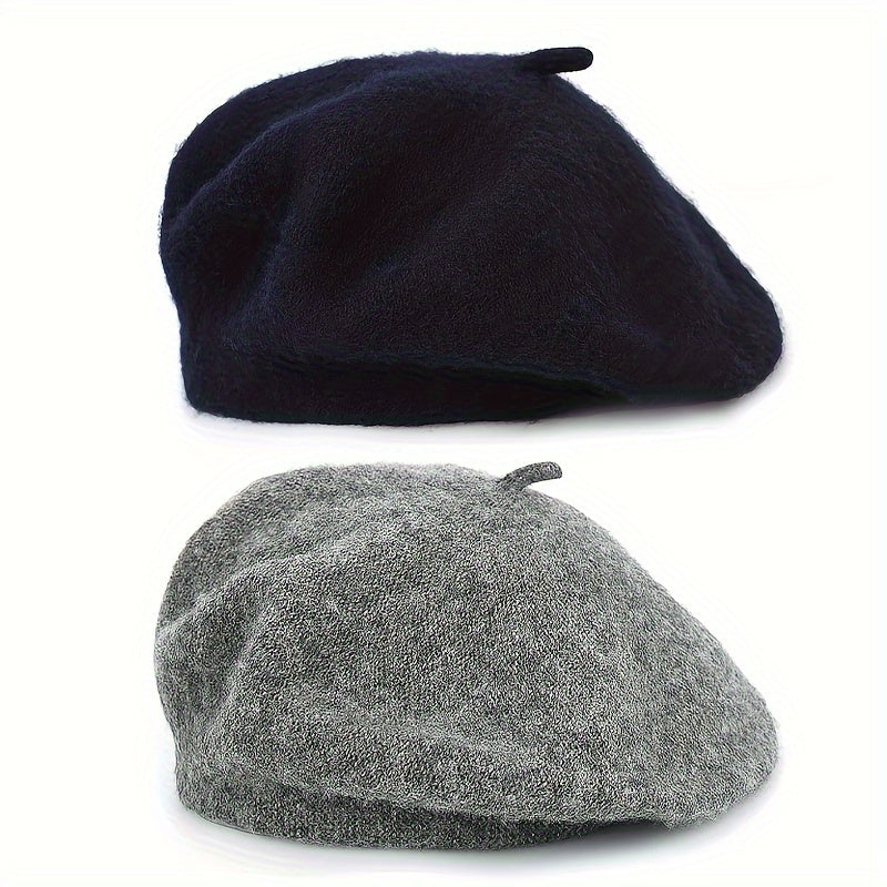 2-Pack Classic Beret Hats for Women,