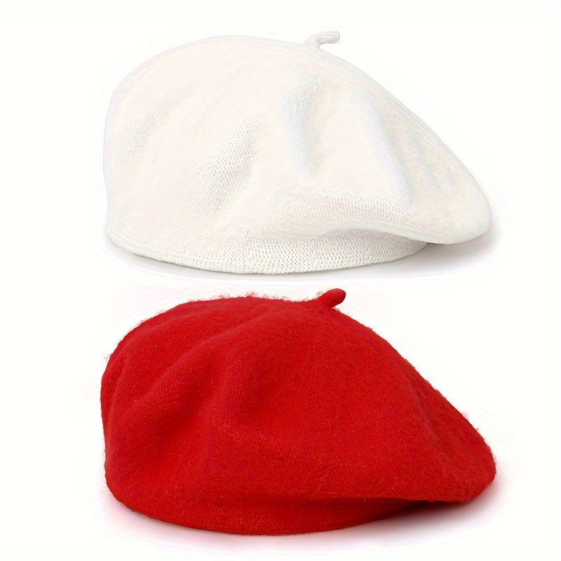 2-Pack Classic Beret Hats for Women,