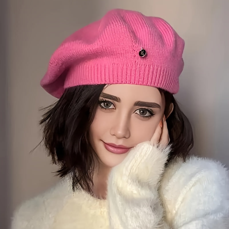 Candy Color Knit Beret Hats