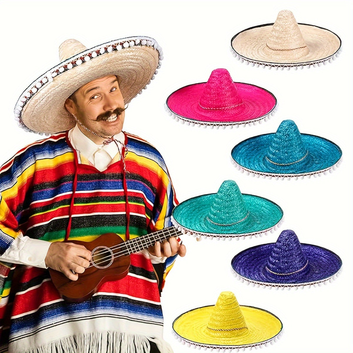 Sombrero, Colorful Cone Hat, For Women'S