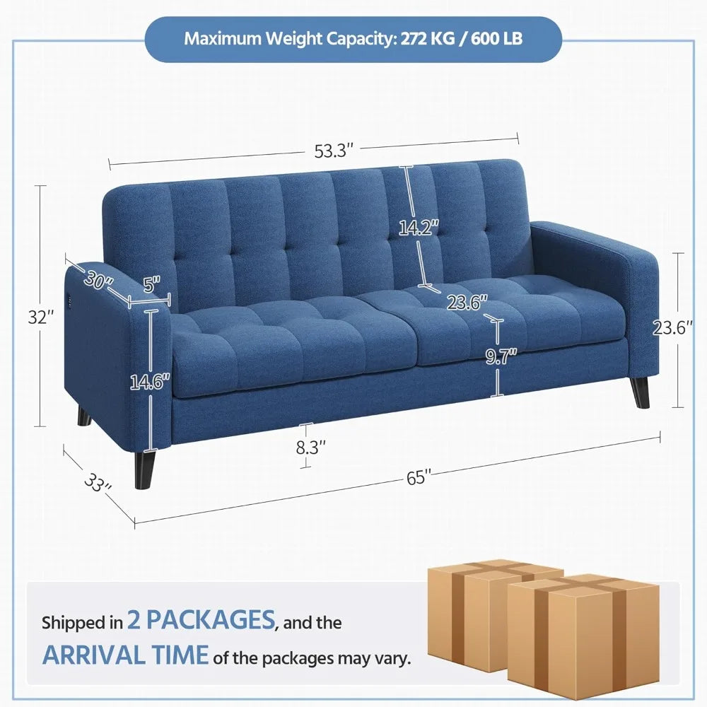 Couch Sofa with Solid Wood Legs