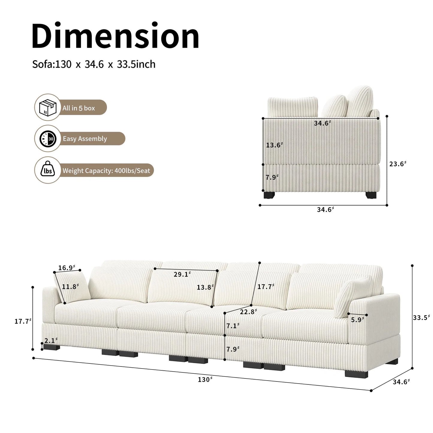 Sofa, Cloud Couch Sectional