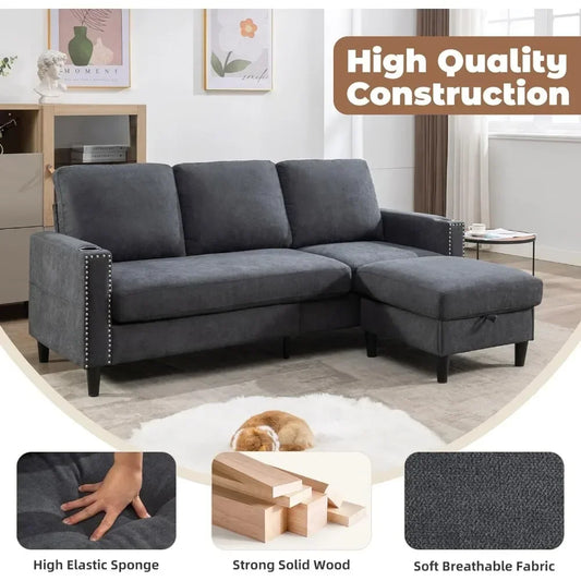 Convertible Sectional Couches With 3 Seats Sofas