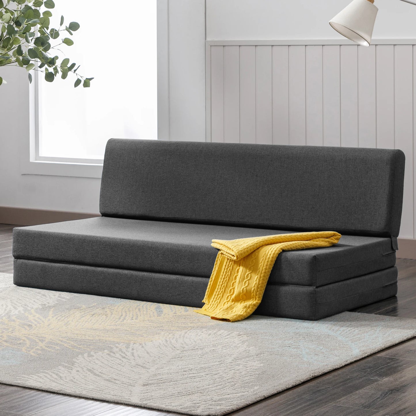 Convertible Sofa Bed, Modern Floor Mattress with Linen,