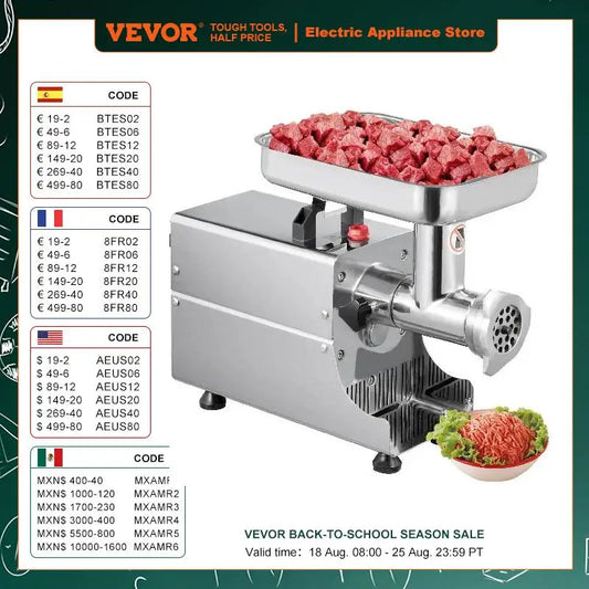 VEVOR 250Kg/H Electric Meat Mincer Grinder Chopper