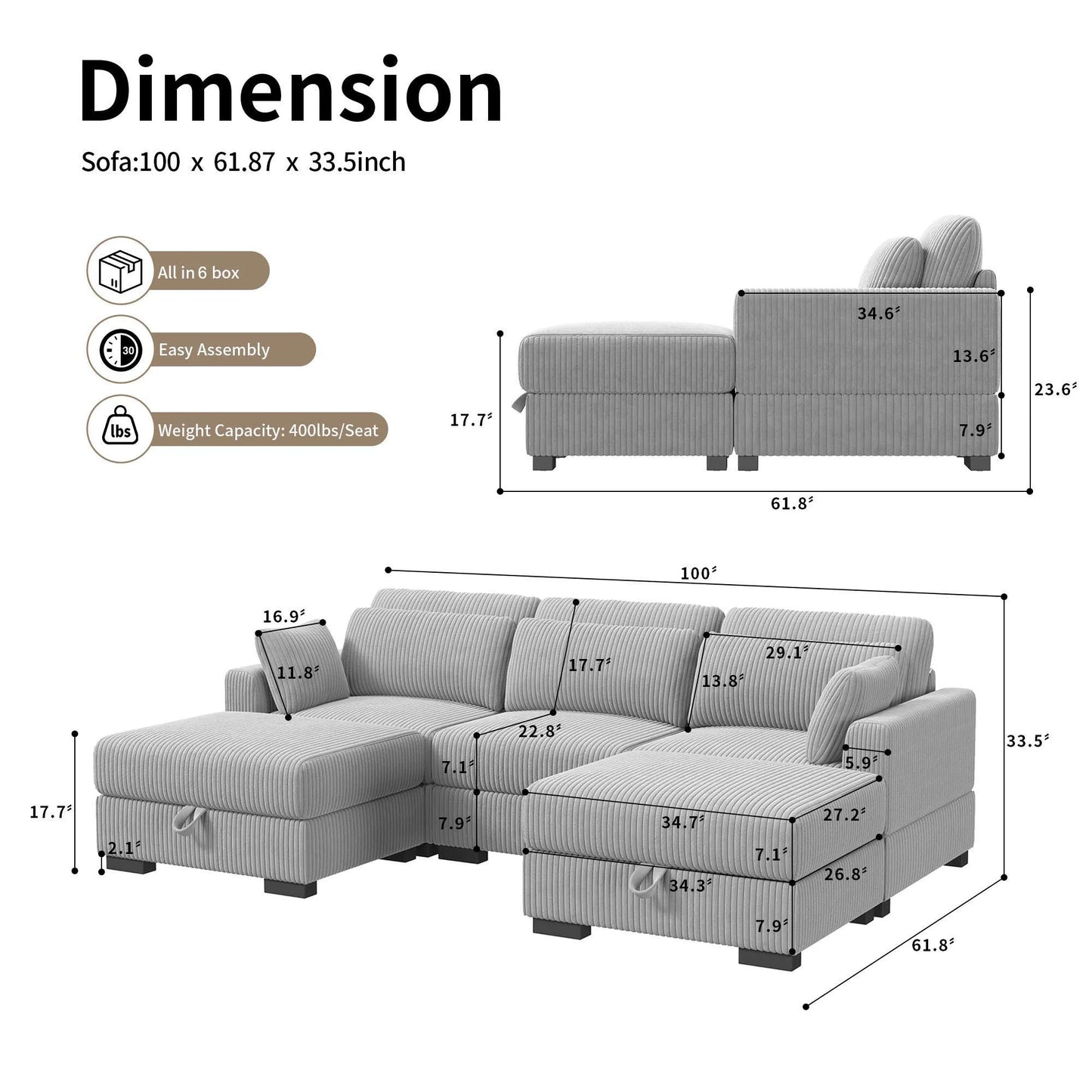 Sofa, Cloud Couch Sectional