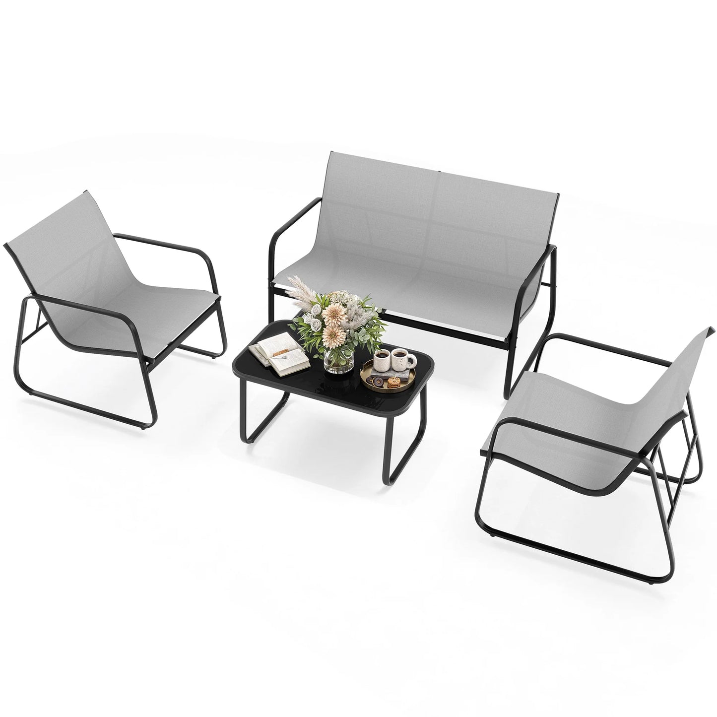 4 Pieces With Love Seat Patio Furniture SET