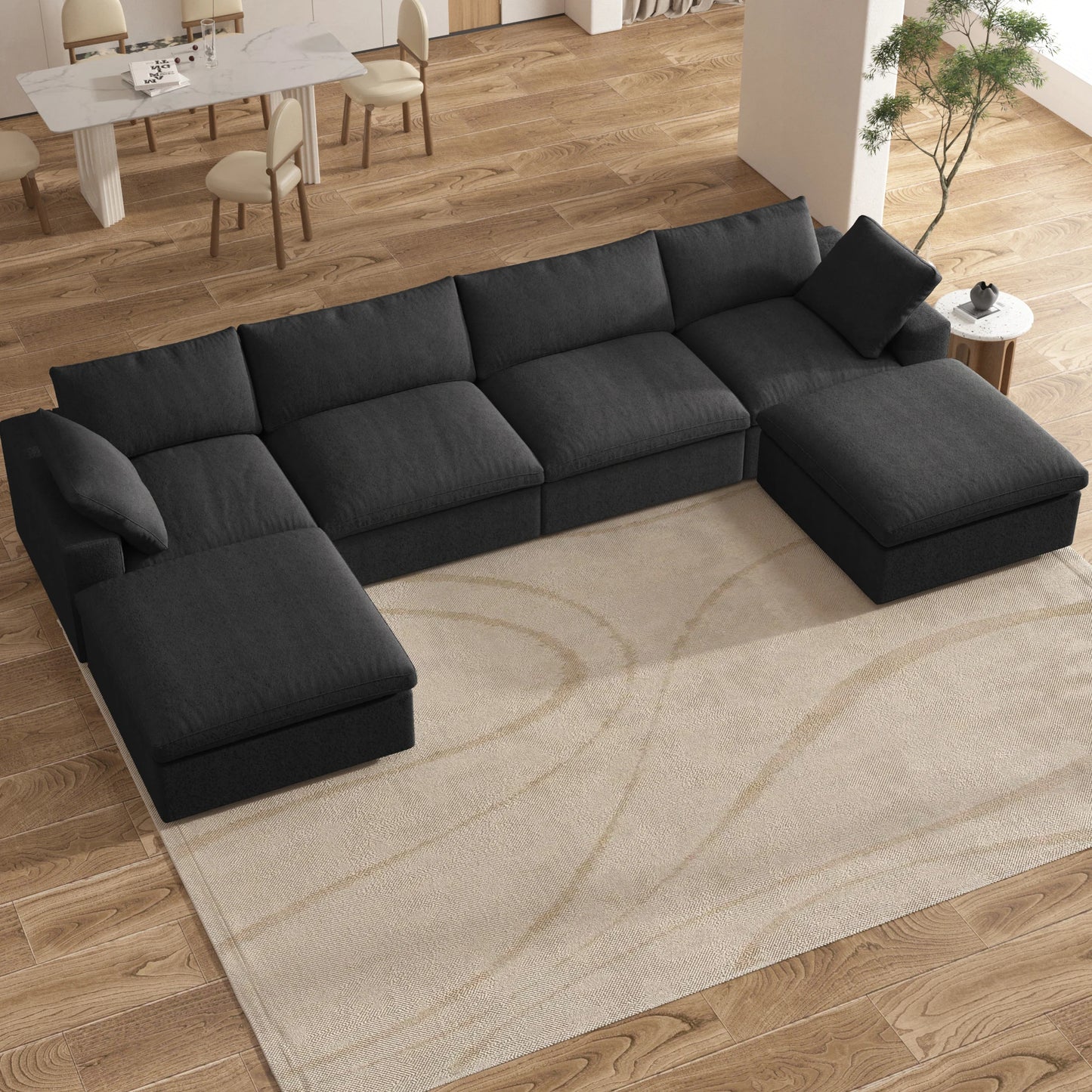 Cloud Modular Sectional Sofa with 2 Storage Ottomans