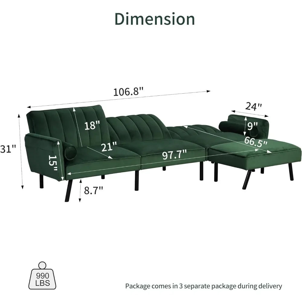 Sectional Convertible Sofa with Chaise,