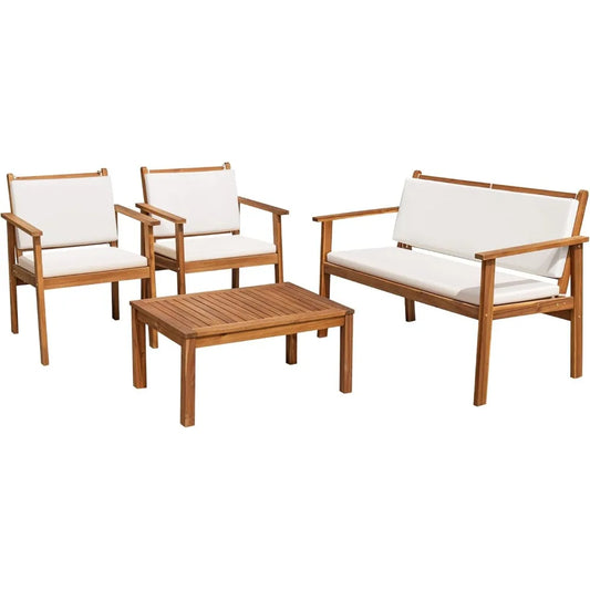 Furniture 4 Piece Outdoor Acacia Wood Patio