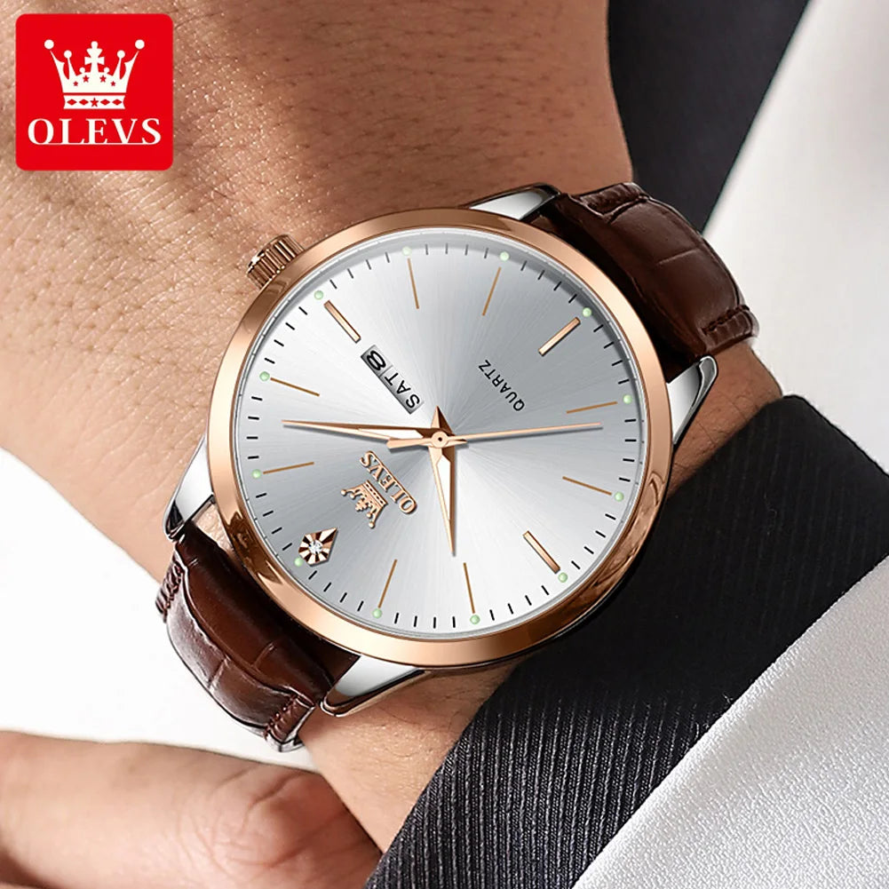 Fashion Business  Men Watches with Leather Strap