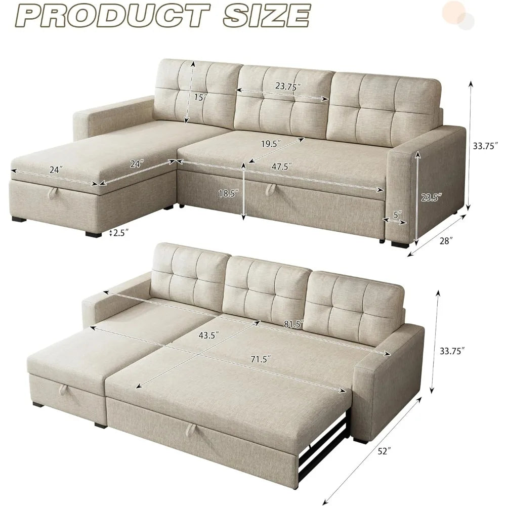 Sectional Sleeper Sofa with   Couch Bed