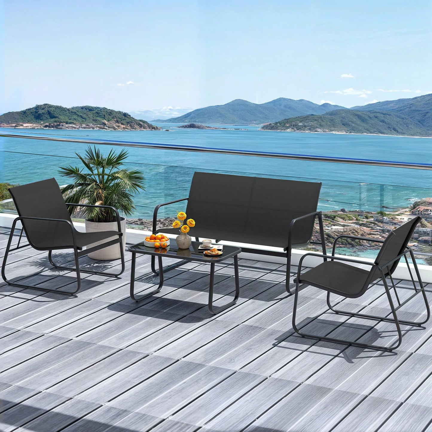 4 Pieces With Love Seat Patio Furniture SET