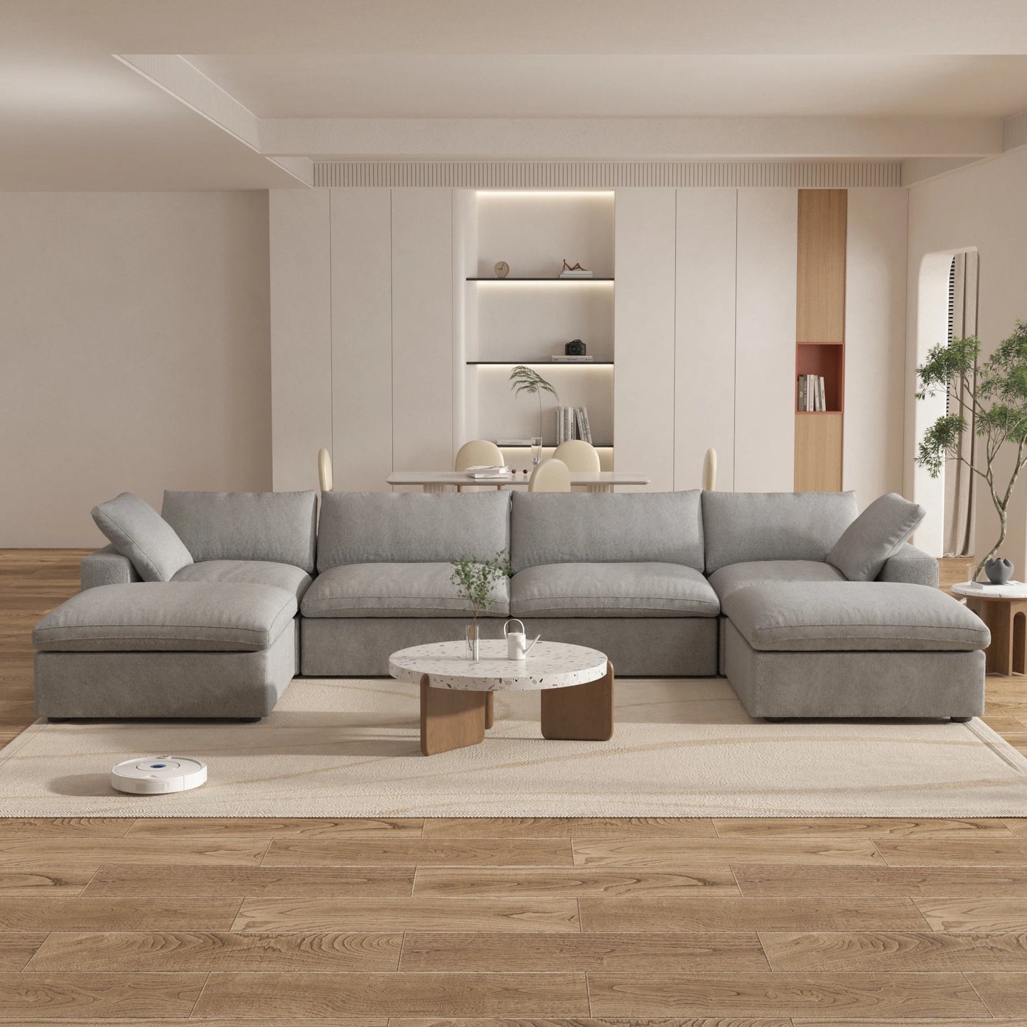 Cloud Modular Sectional Sofa with 2 Storage Ottomans