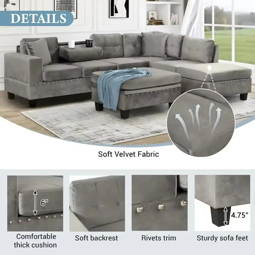 Reversible Sectional Sofa Couch