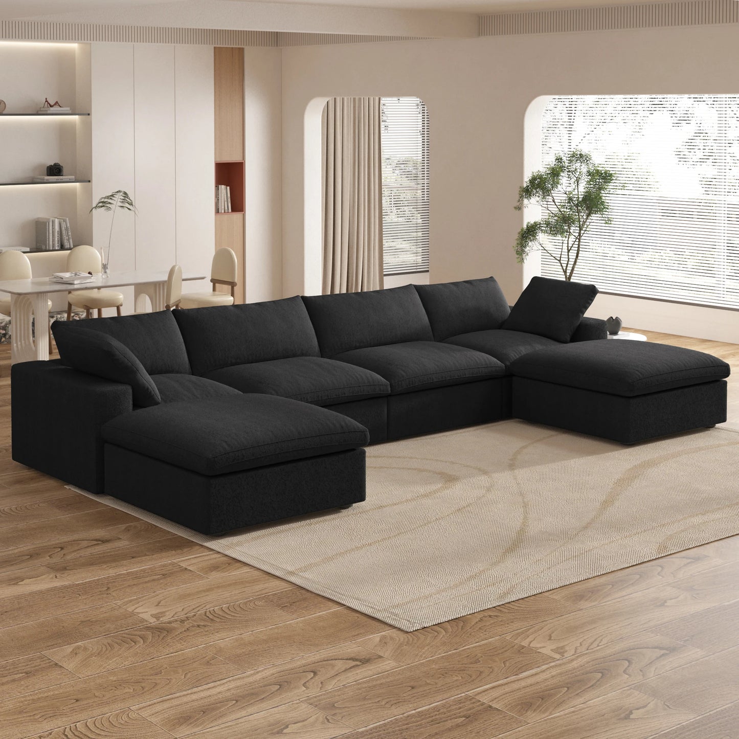 Cloud Modular Sectional Sofa with 2 Storage Ottomans