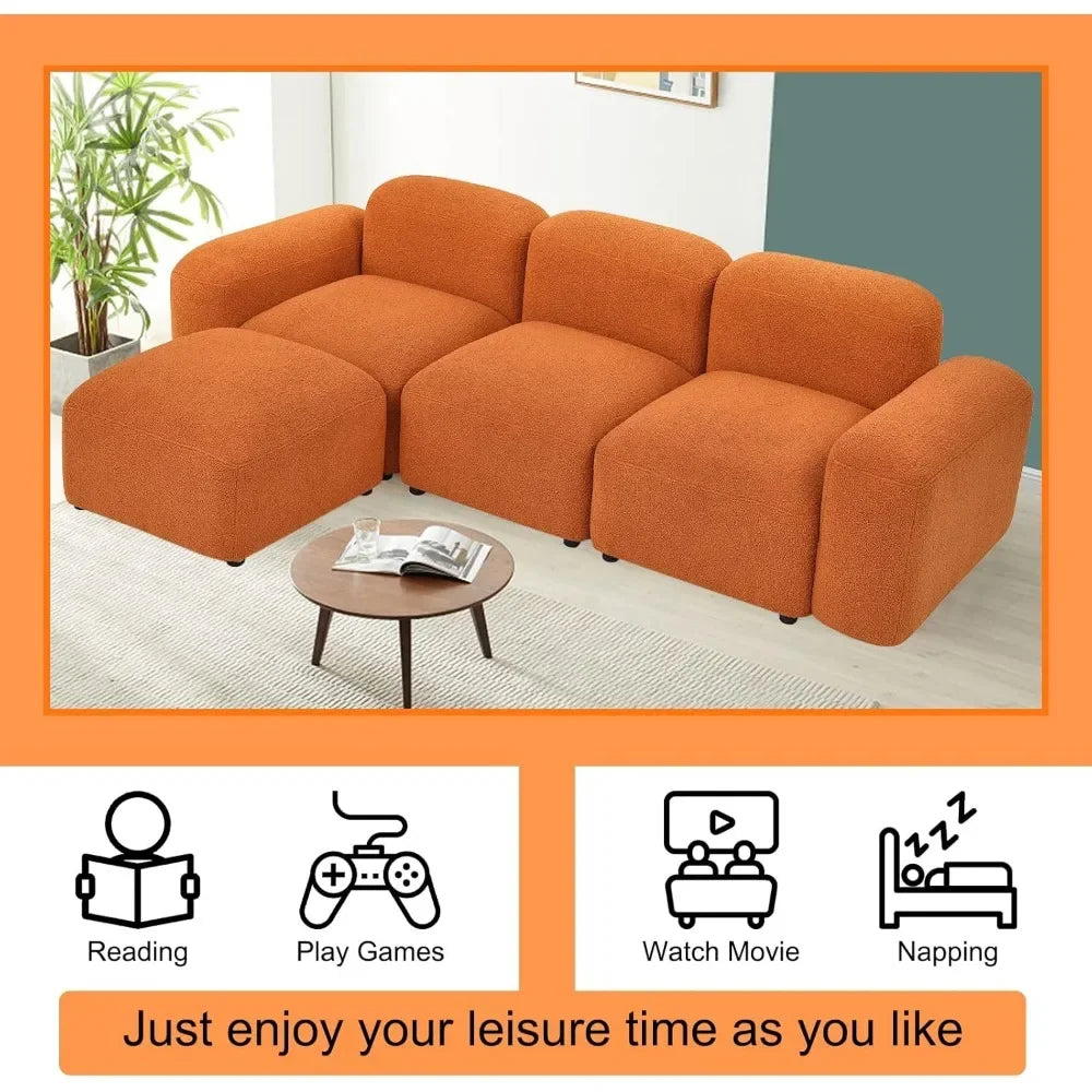 Convertible Sofa, with 2 Comfortable Pillows