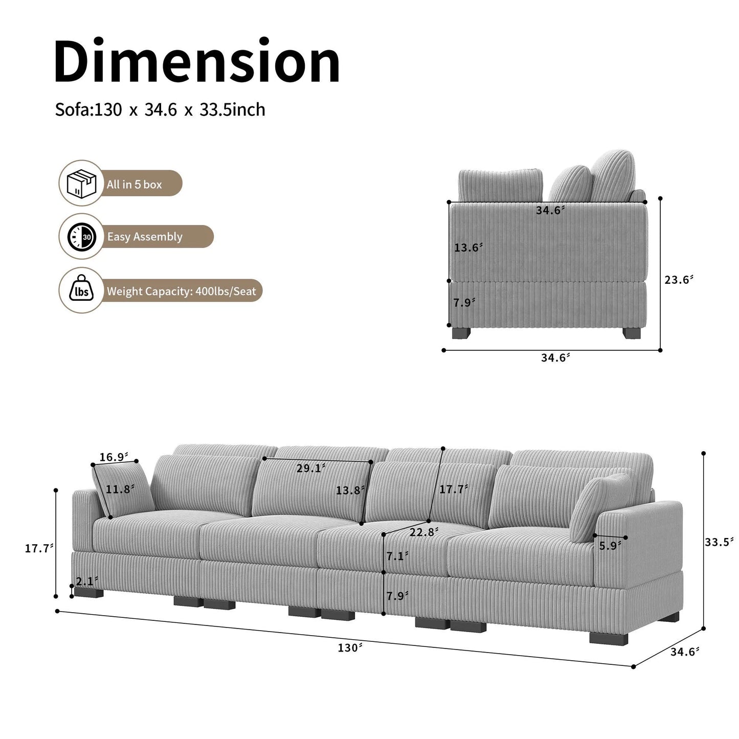 Sofa, Cloud Couch Sectional