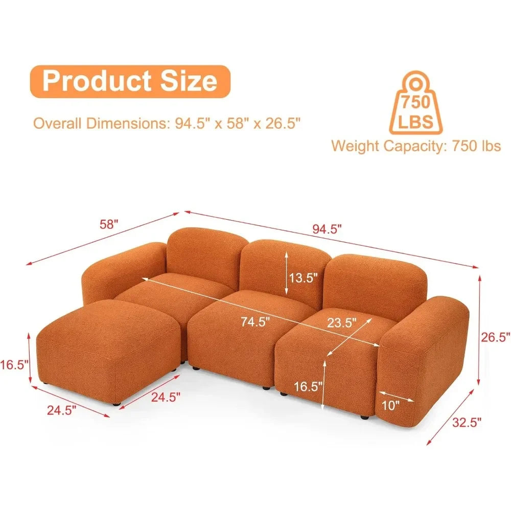 Convertible Sofa, with 2 Comfortable Pillows