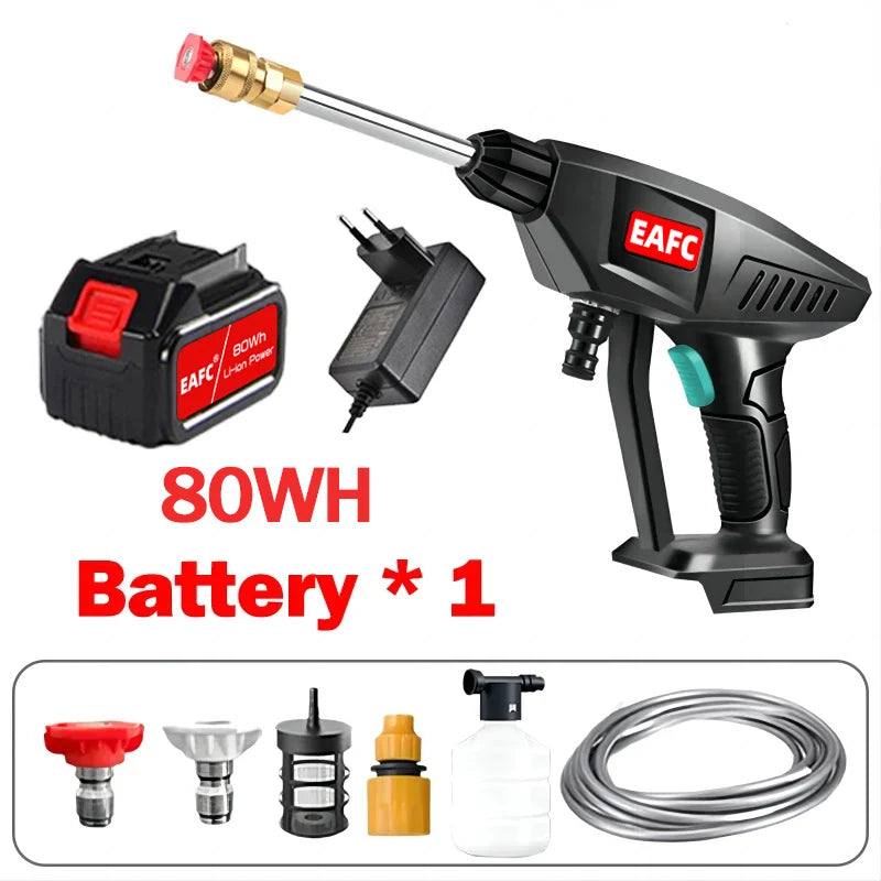 60Bar 21V Cordless High Pressure Car Wash Washer Gun 40WH/80WH Car Wash Gun Electric Water Gun Machine