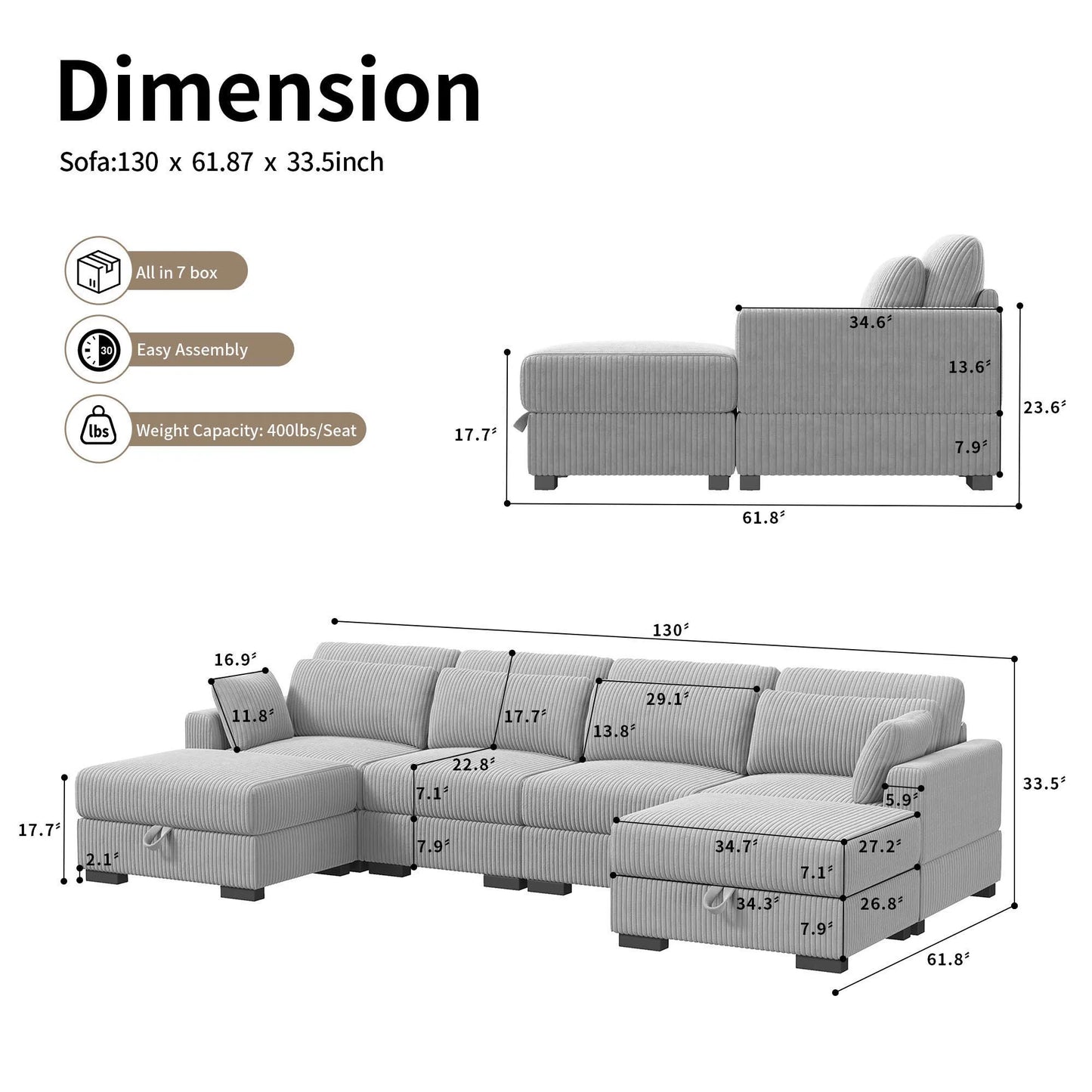 Sofa, Cloud Couch Sectional