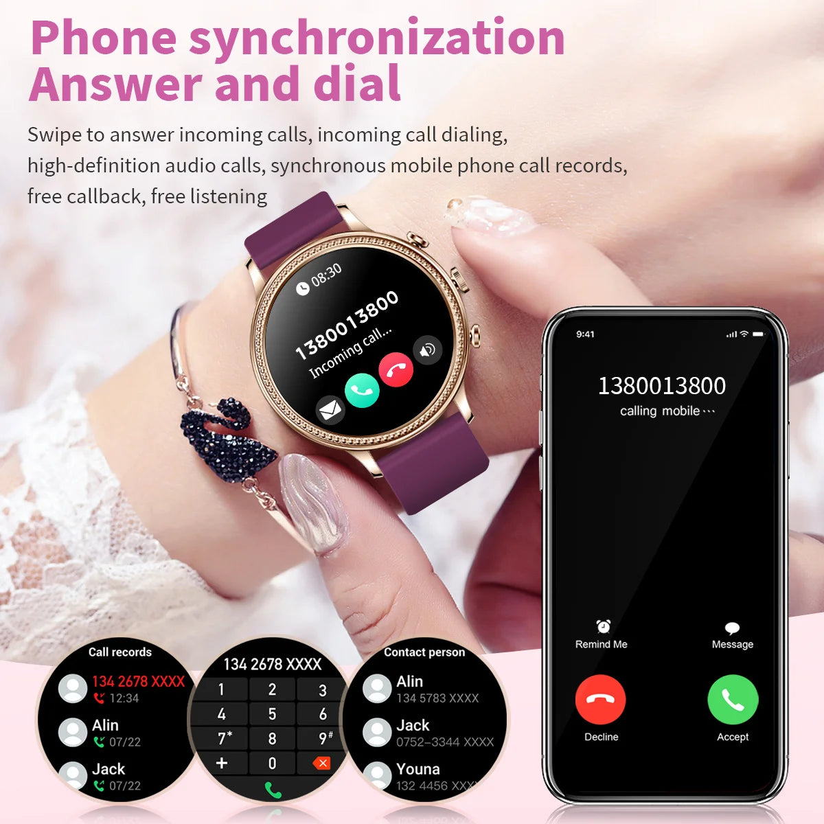 Women Smartwatch With Bluetooth Call