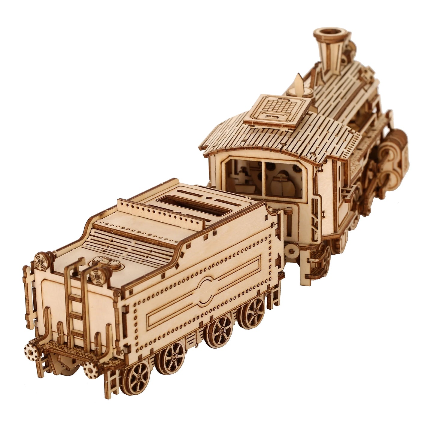 Locomotive Model With  Wooden Puzzle Block Kits Assembly