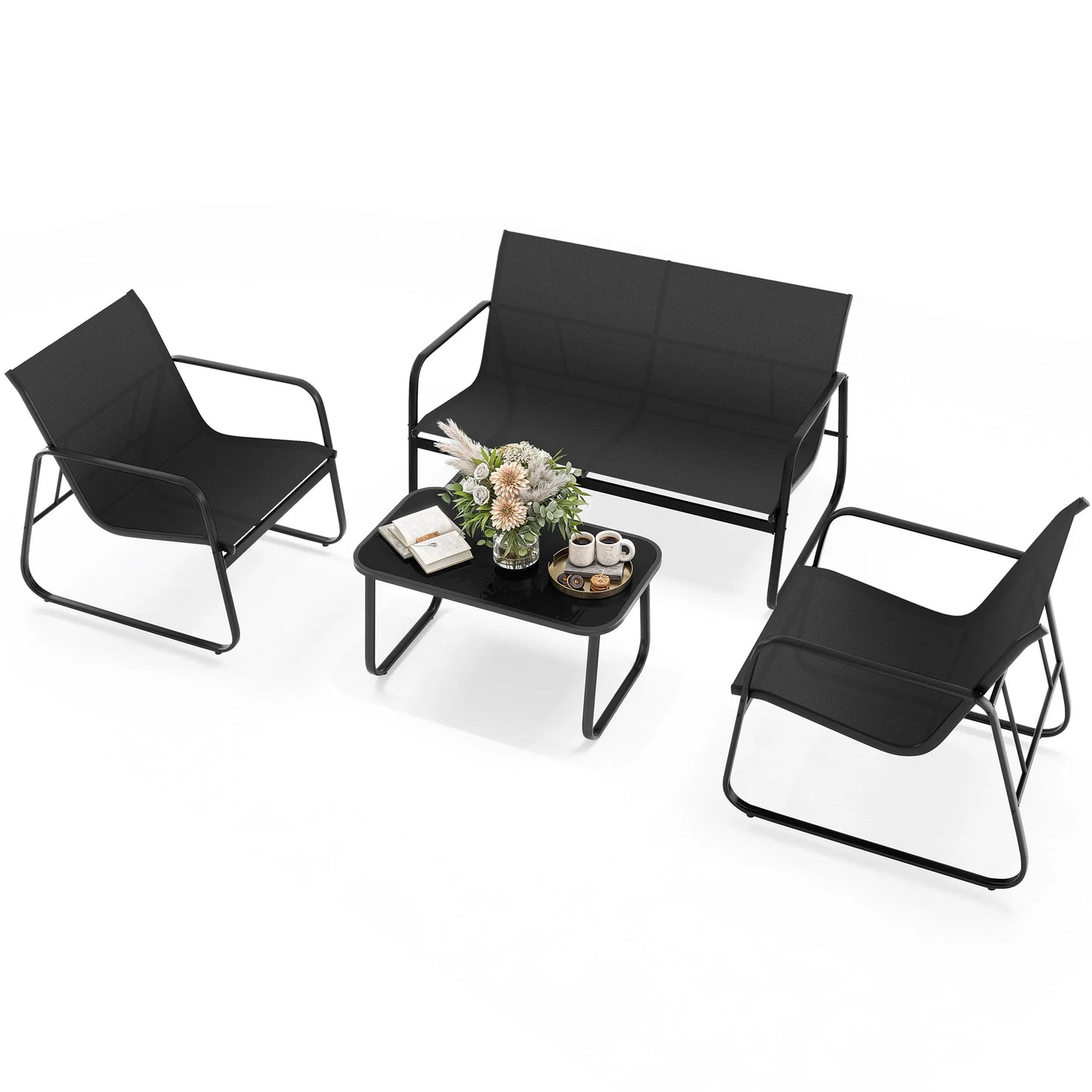 4 Pieces With Love Seat Patio Furniture SET