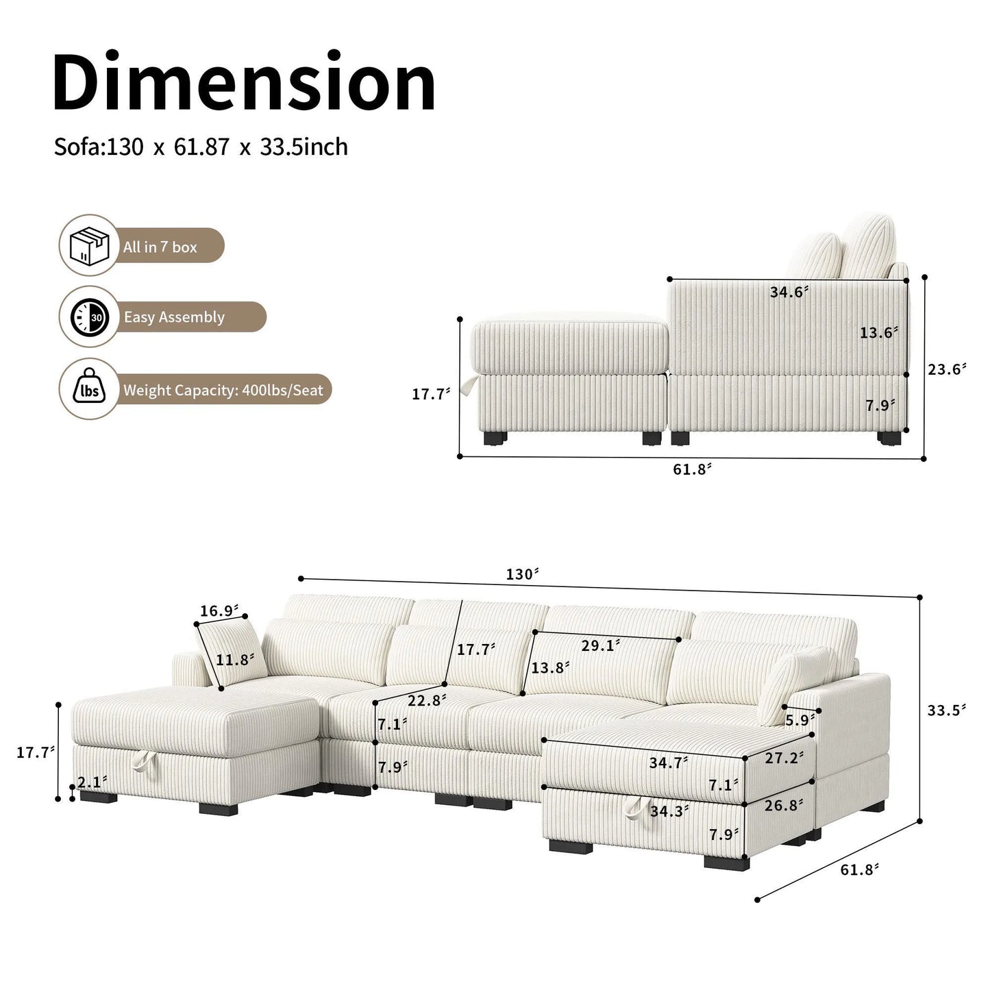 Sofa, Cloud Couch Sectional