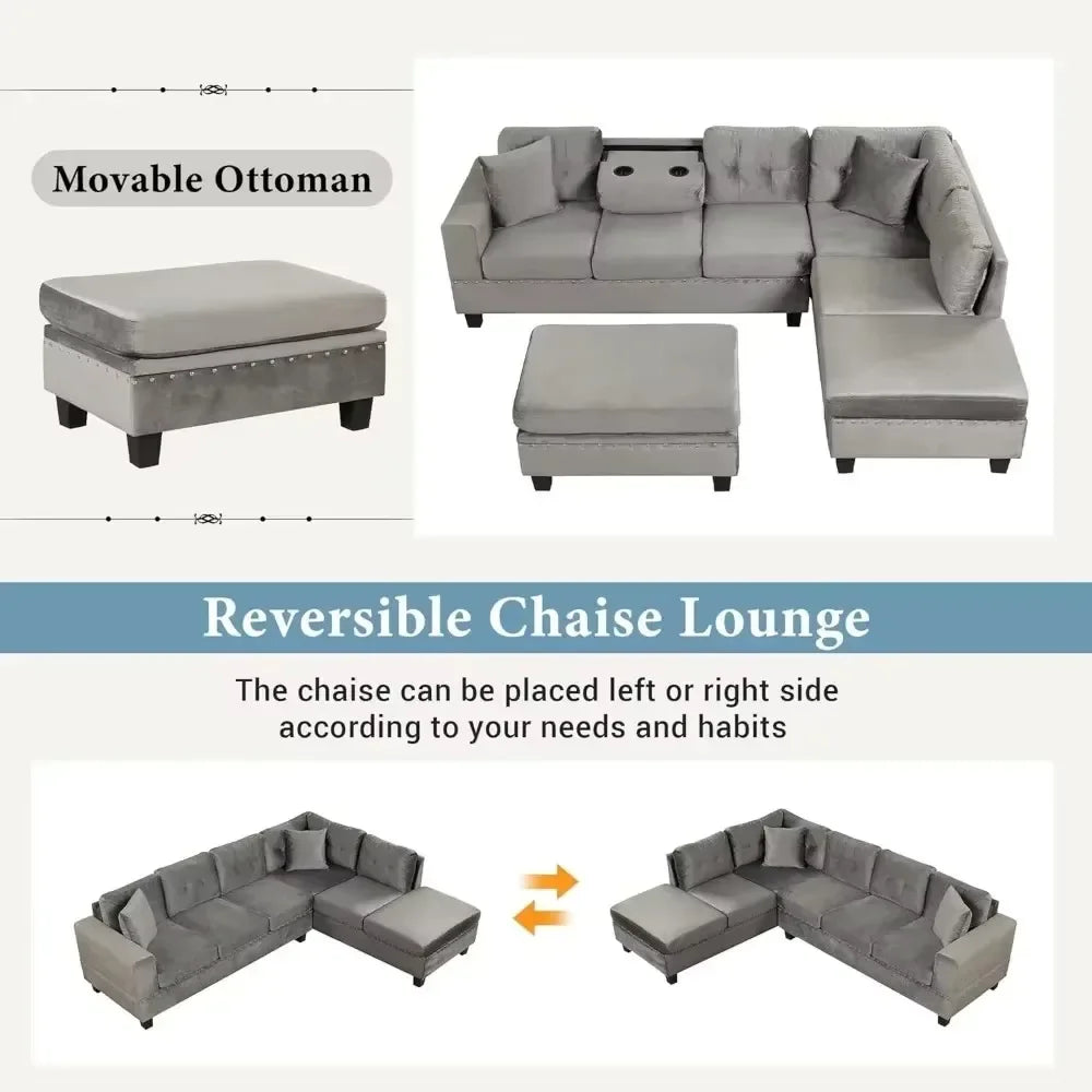 Reversible Sectional Sofa Couch