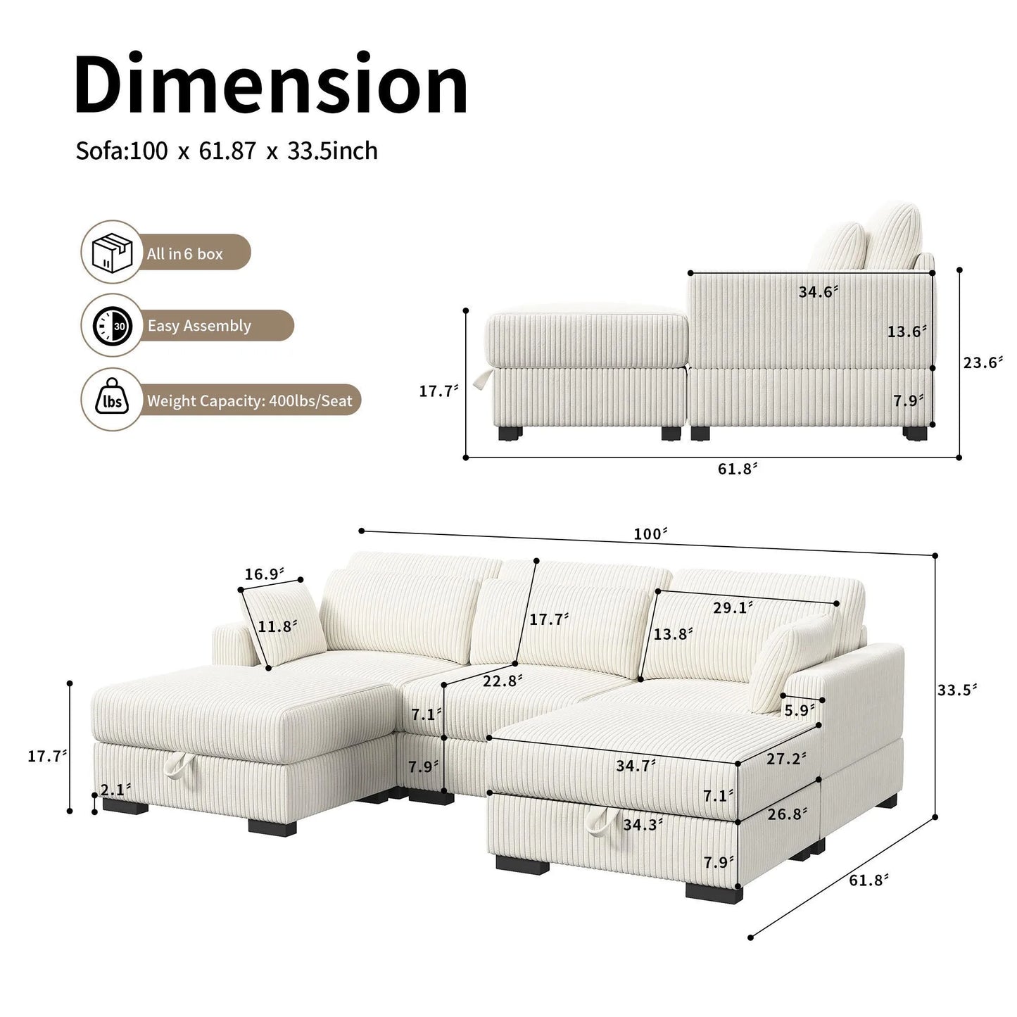 Sofa, Cloud Couch Sectional