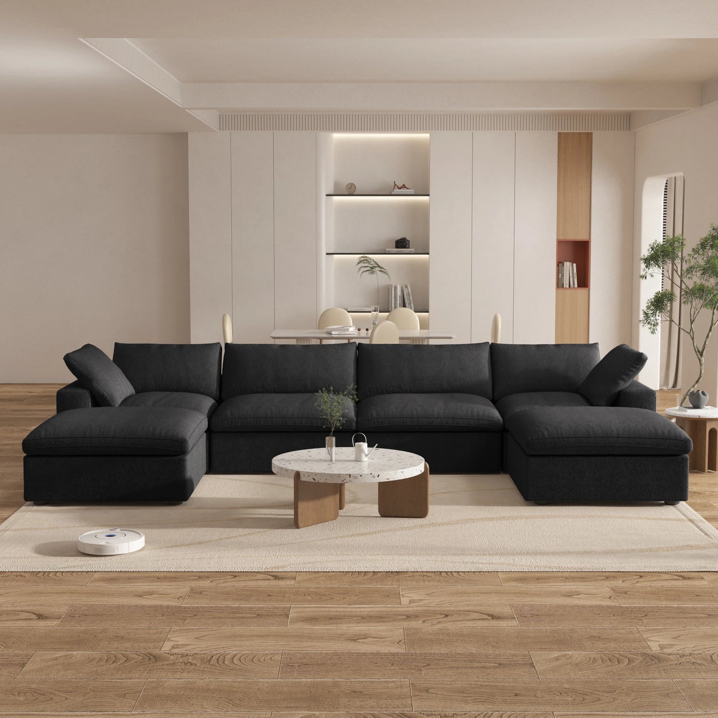 Cloud Modular Sectional Sofa with 2 Storage Ottomans