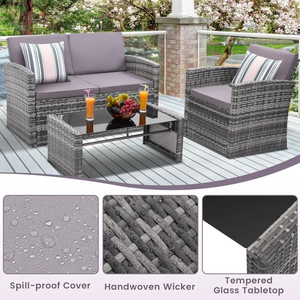 4 Piece Patio Parlor Set,