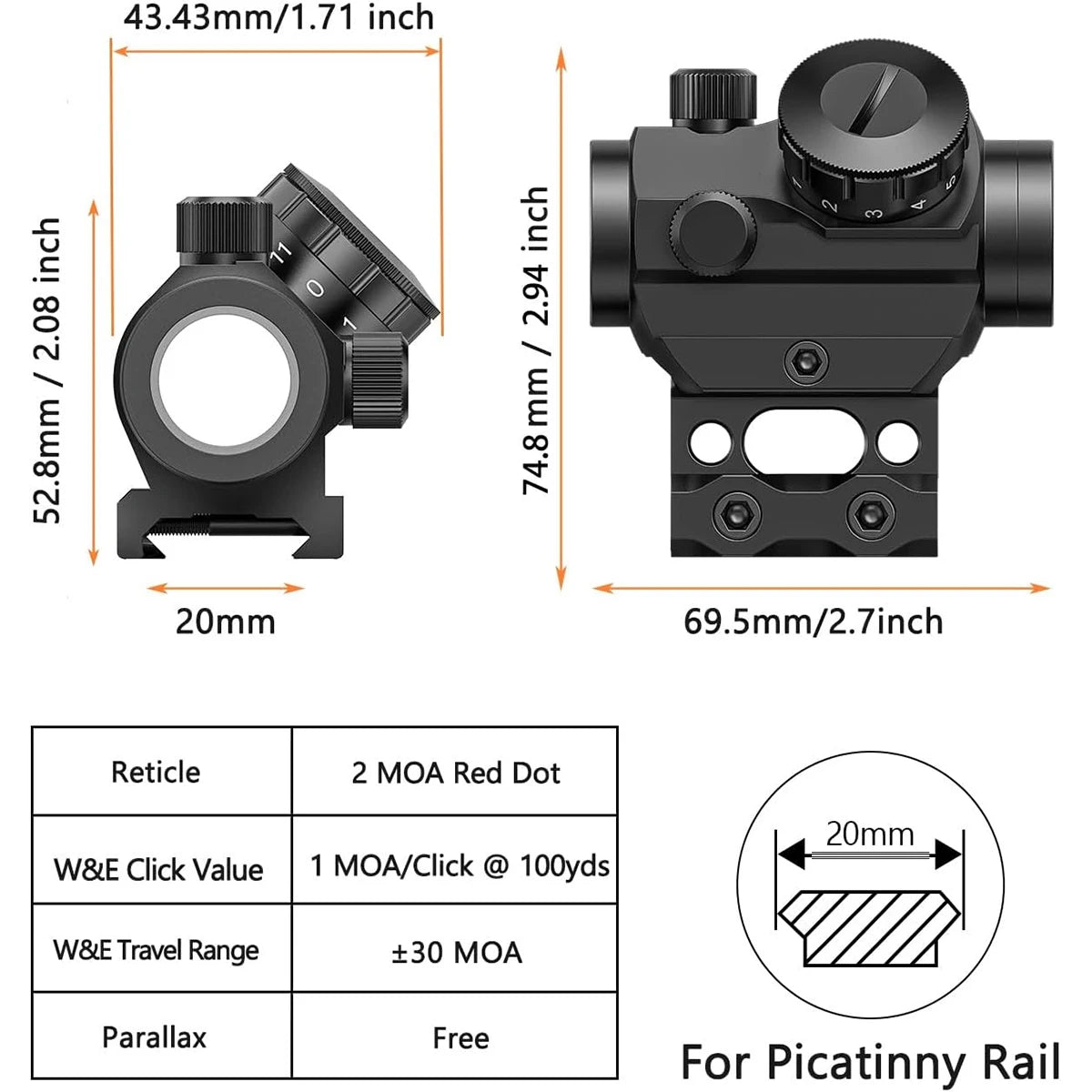 Red Dot Sight  Waterproof & Shockproof & Fog-Proof