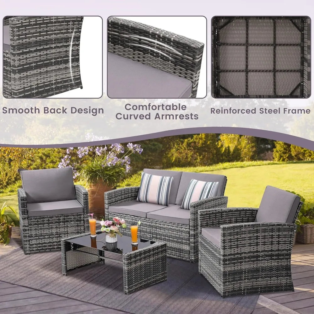 4 Piece Patio Parlor Set,