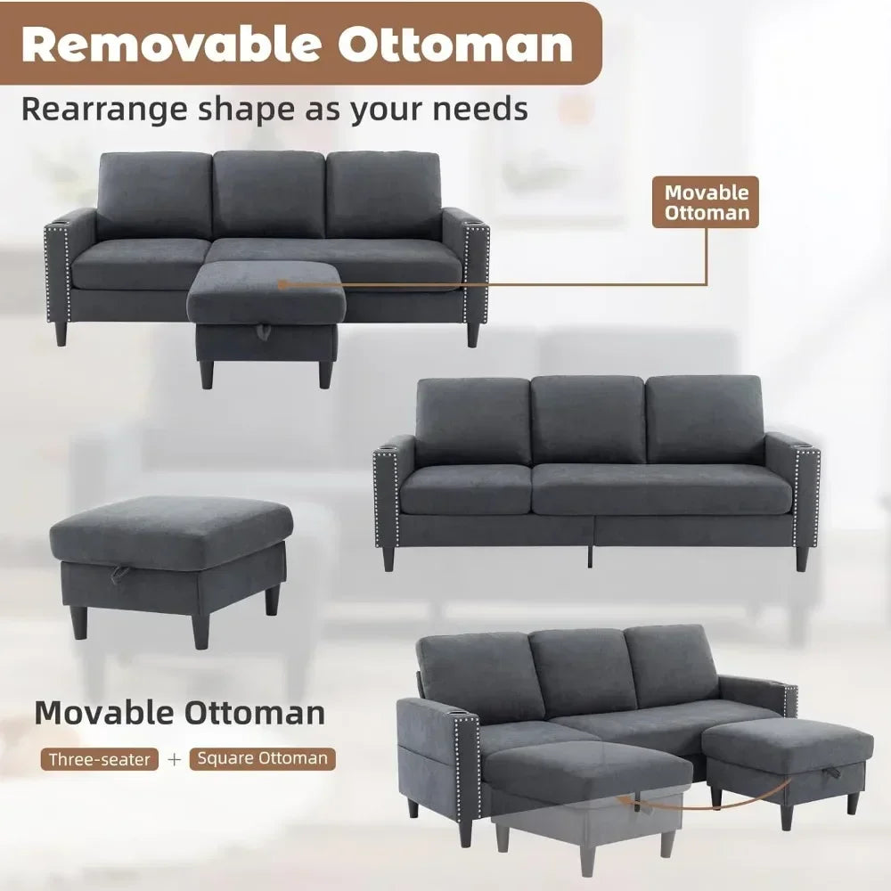 Convertible Sectional Couches With 3 Seats Sofas