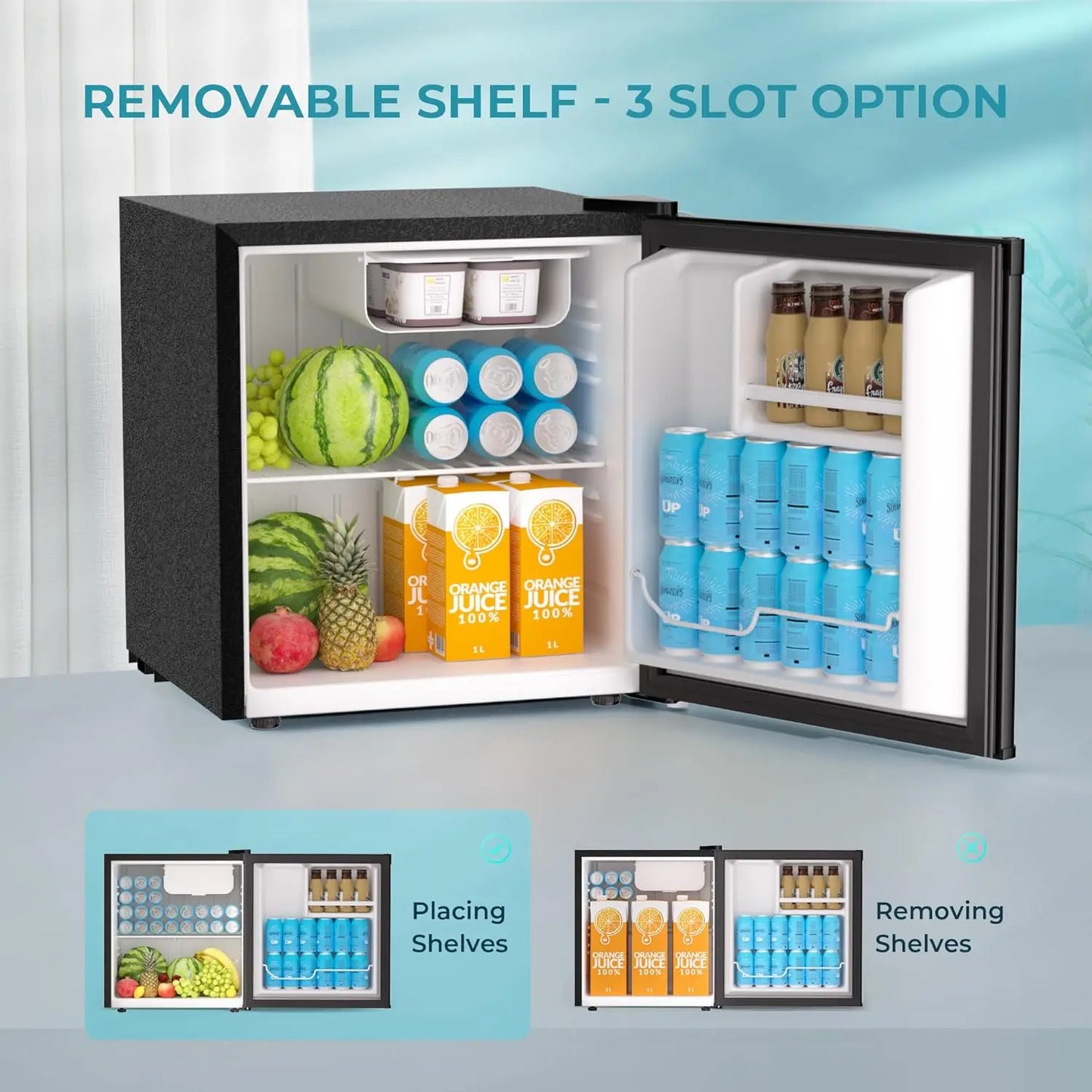 Mini Fridge with Freezer, Reversible