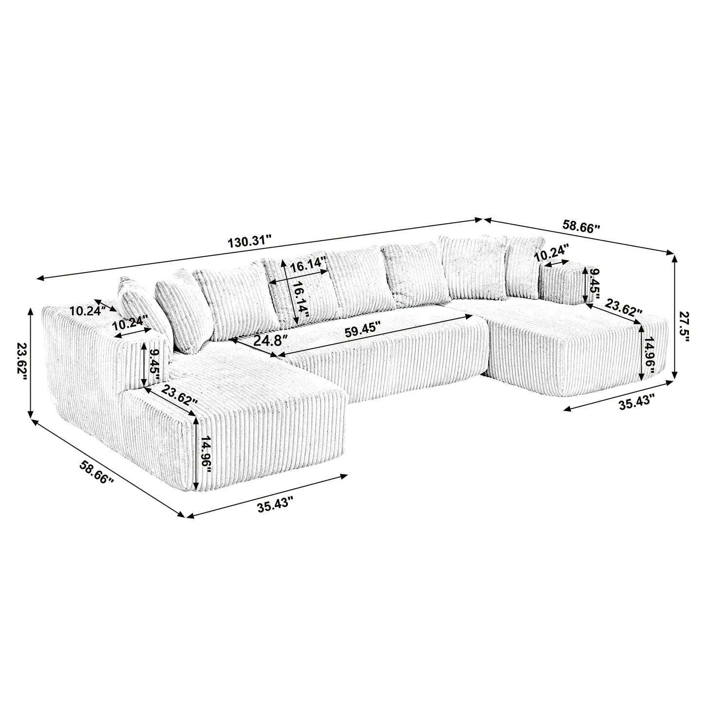 Modular Sectional Couch, U-shaped sofa ,