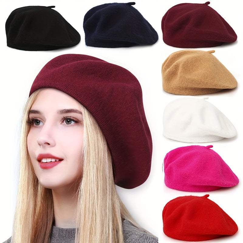 2-Pack Classic Beret Hats for Women,