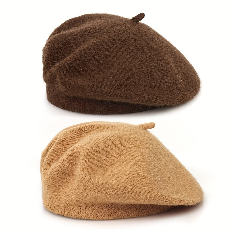 2-Pack Classic Beret Hats for Women,