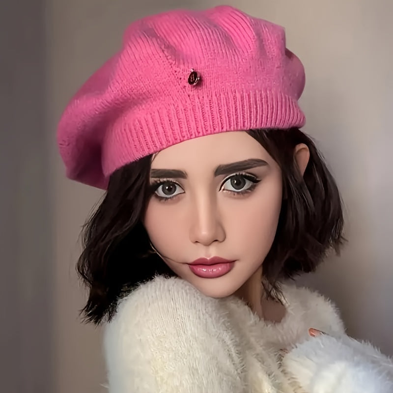 Candy Color Knit Beret Hats